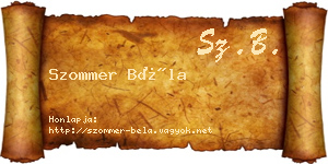 Szommer Béla névjegykártya